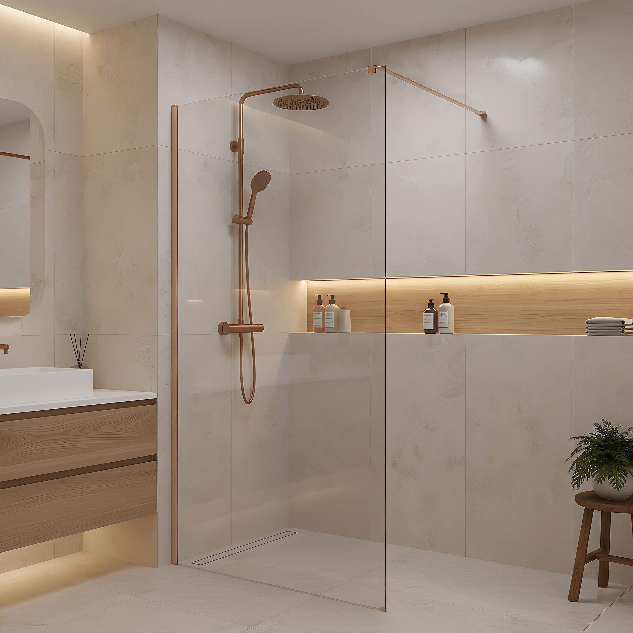 Paravan De Dus Rea Flexi Transparent / Brush Copper 130 4