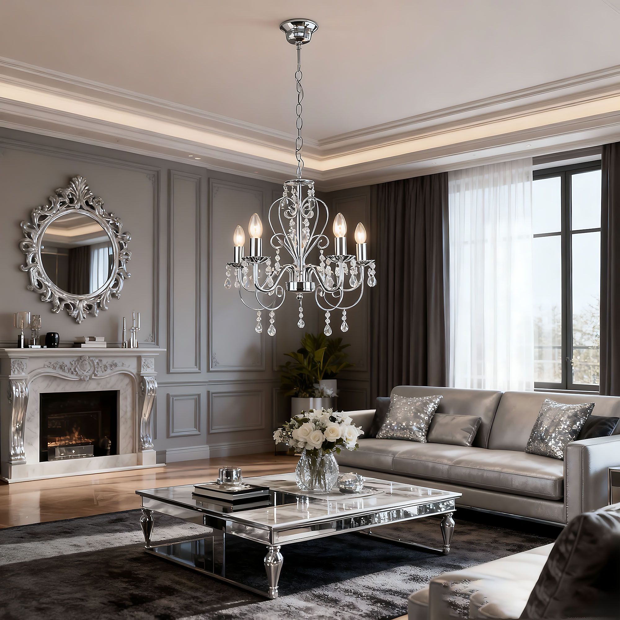 Lampa Suspendata Ebt008-5cp Chrome 2