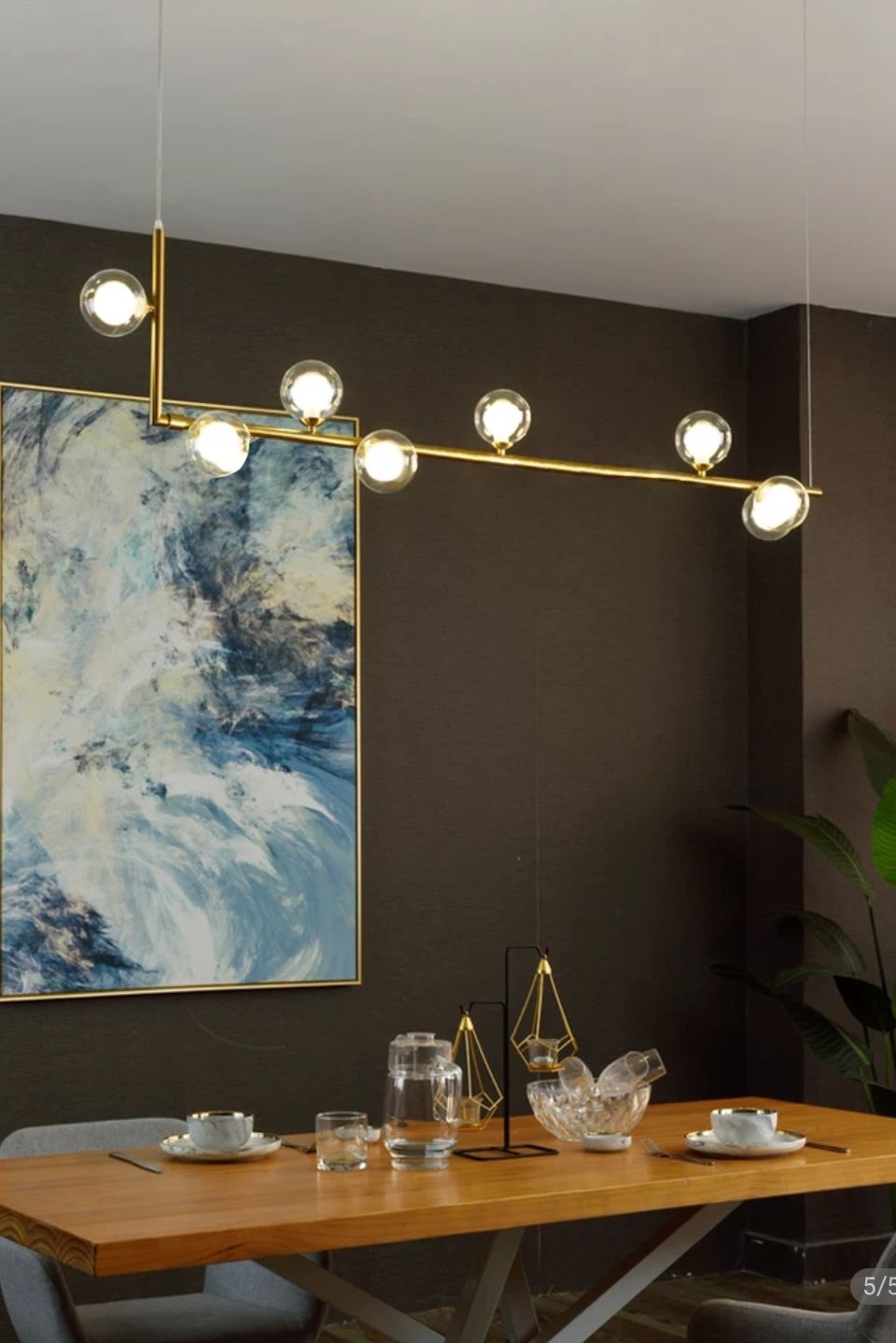 Lampa Suspendata Bile De Sticla Aurie 8 Buc APP615-8CP 4