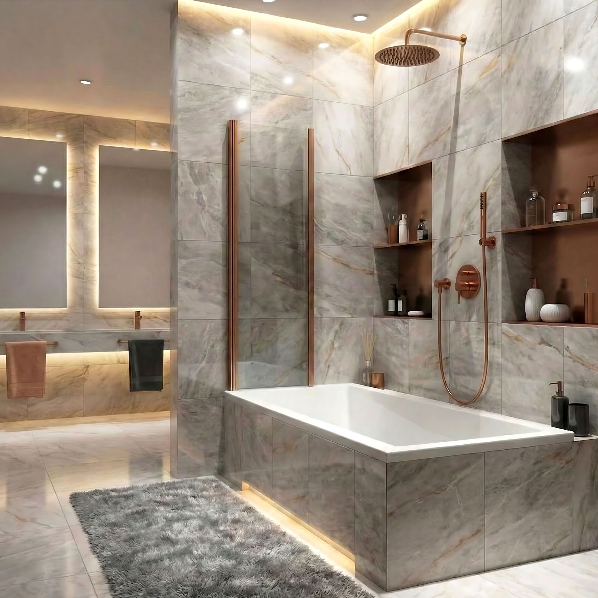 Panou Pentru Cada Pliabil Rea Agat-2 80 Brush Copper 4