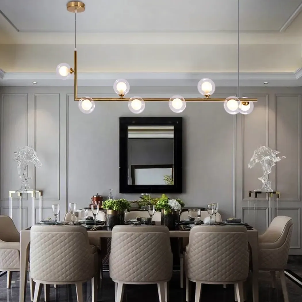 Lampa Suspendata Bile De Sticla Aurie 8 Buc APP615-8CP 2