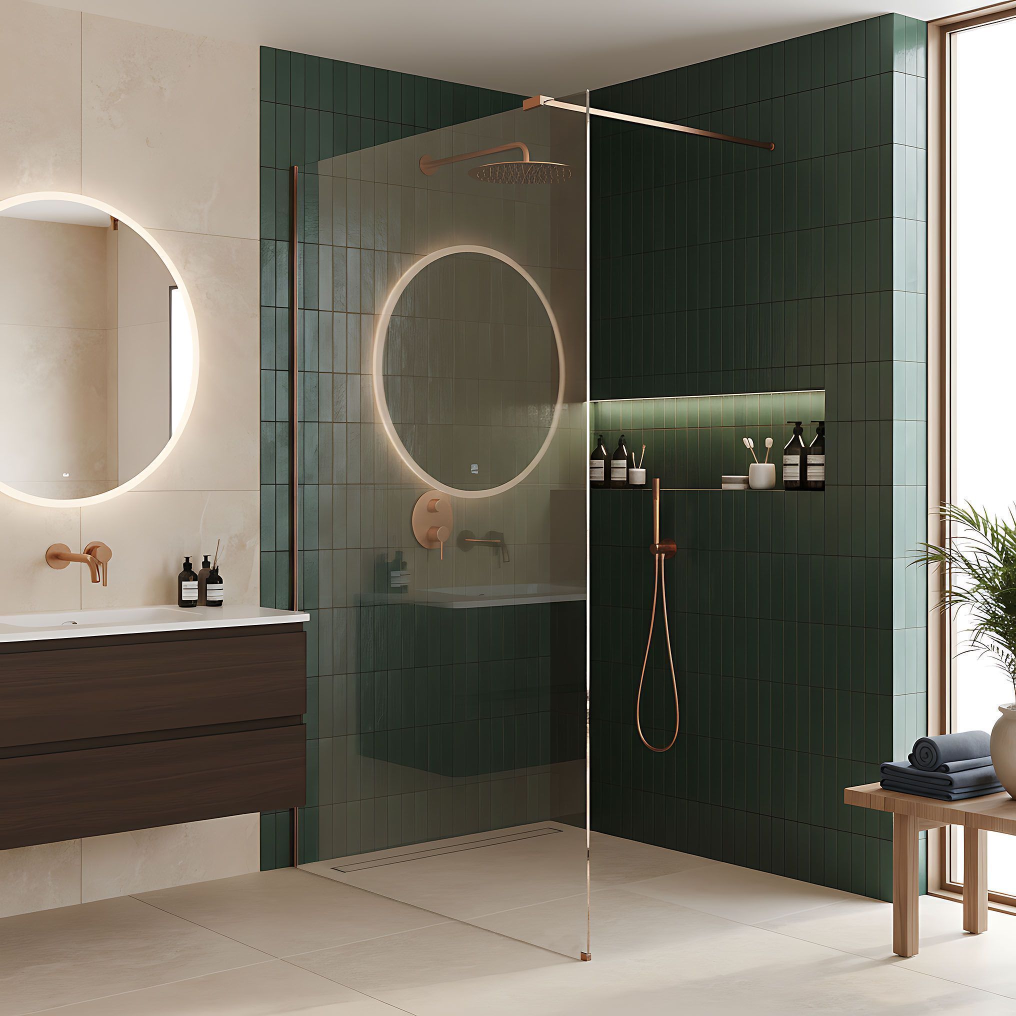 Paravan De Dus Rea Flexi Transparent / Brush Copper 130 5