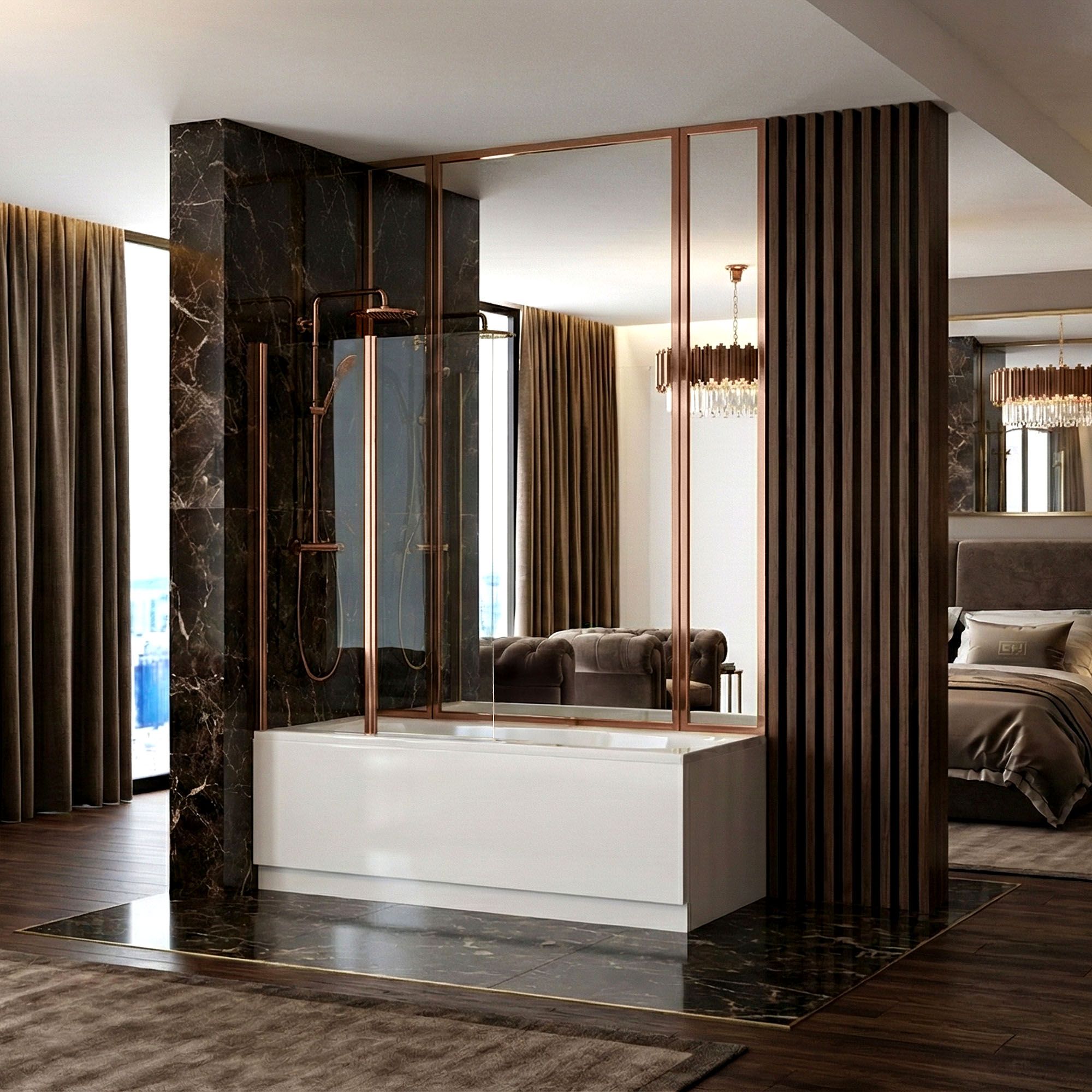 Panou Pentru Cada Pliabil Rea Agat-2 80 Brush Copper 6