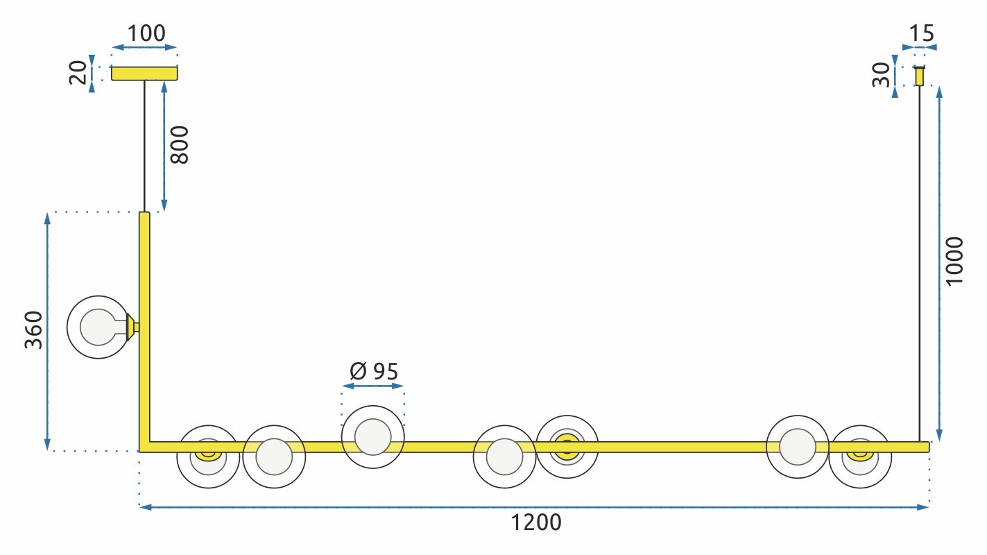 Lampa Suspendata Bile De Sticla Aurie 8 Buc APP615-8CP 6