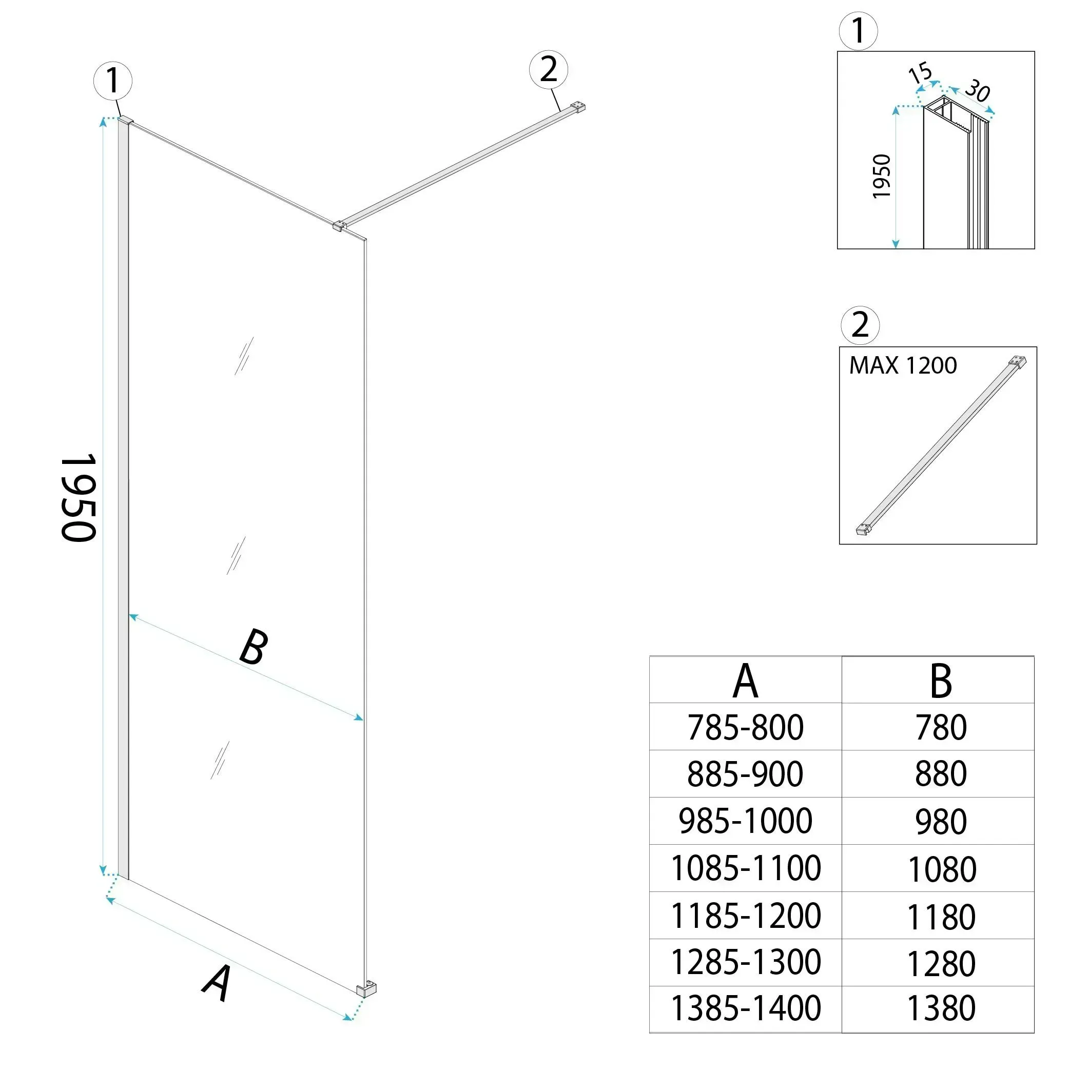 Paravan De Dus Rea Flexi Transparent / Brush Copper 130 7