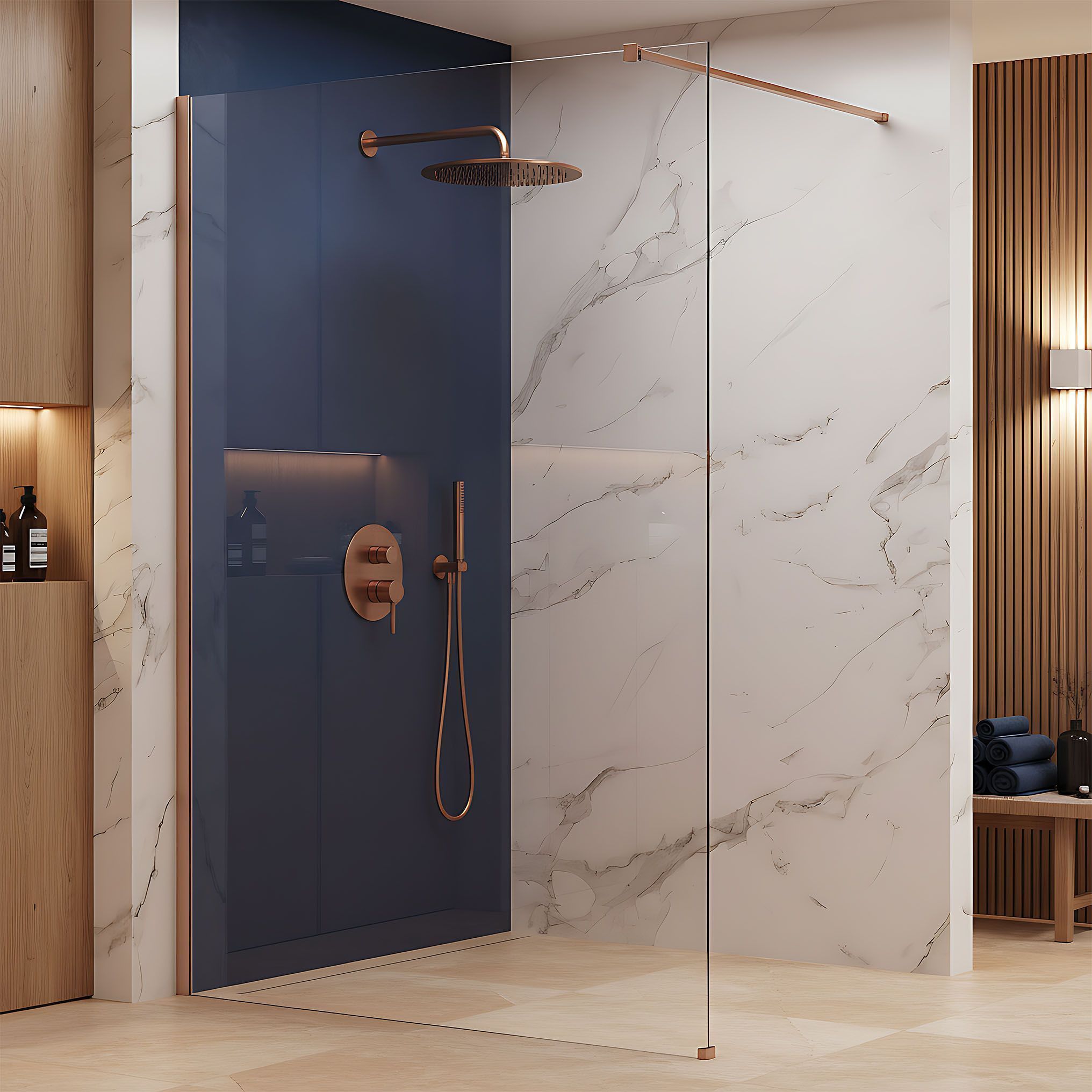 Paravan De Dus Rea Flexi Transparent / Brush Copper 130 6