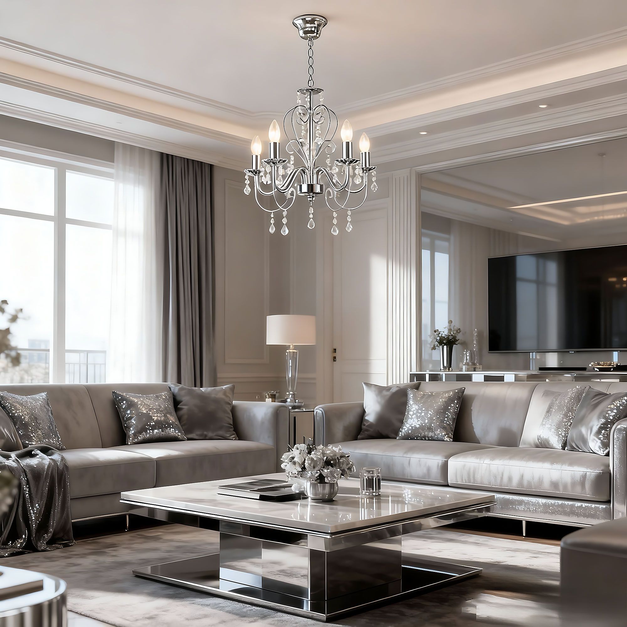 Lampa Suspendata Ebt008-5cp Chrome 6