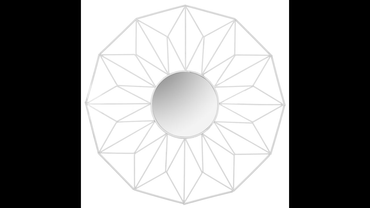 Oglindă geometrică cu 12 fețe albă 58 cm